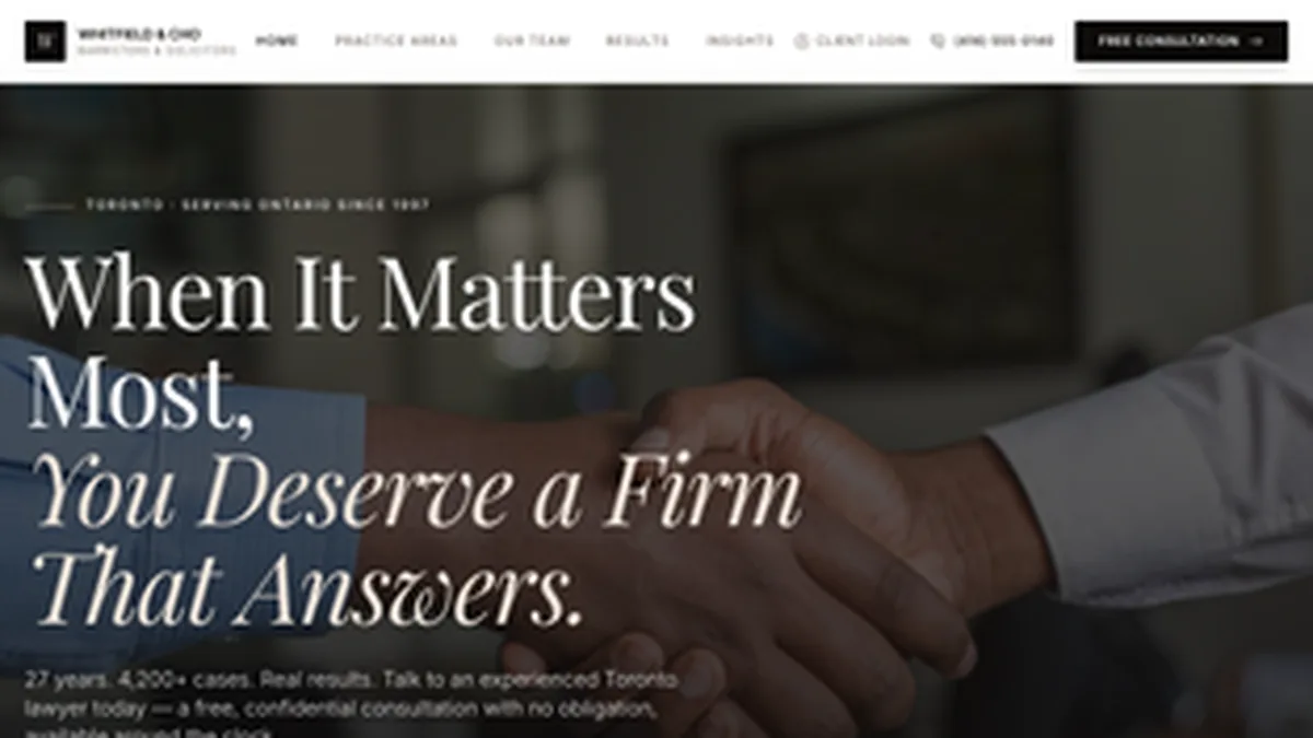 Whitfield & Cho LLP homepage screenshot – full-service law firm website